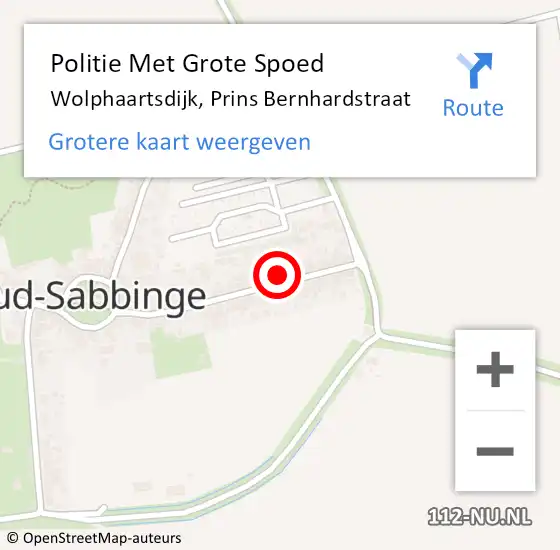 Locatie op kaart van de 112 melding: Politie Met Grote Spoed Naar Wolphaartsdijk, Prins Bernhardstraat op 15 februari 2022 16:33