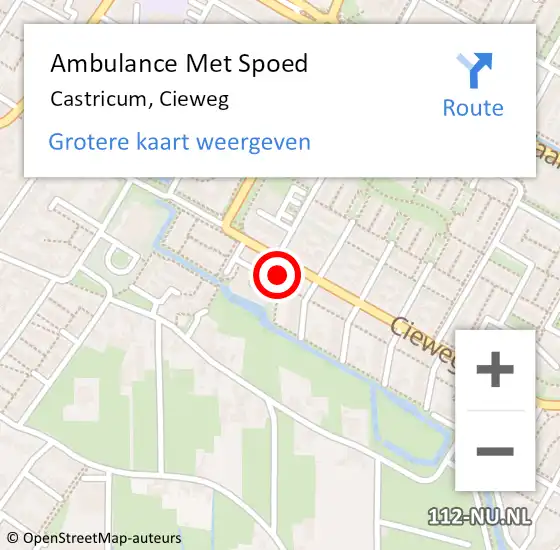 Locatie op kaart van de 112 melding: Ambulance Met Spoed Naar Castricum, Cieweg op 15 februari 2022 16:41