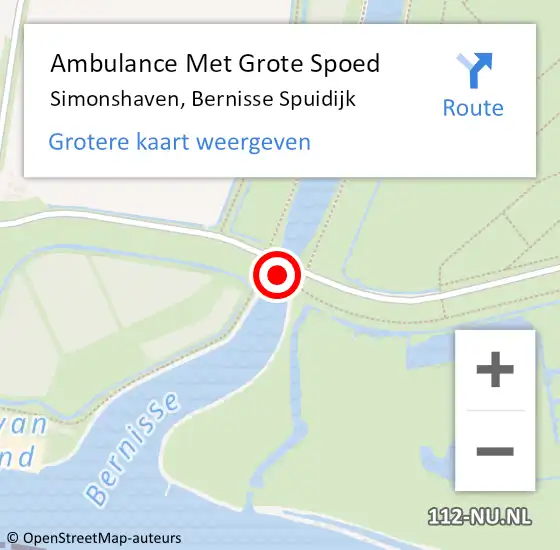 Locatie op kaart van de 112 melding: Ambulance Met Grote Spoed Naar Simonshaven, Bernisse Spuidijk op 15 februari 2022 16:56