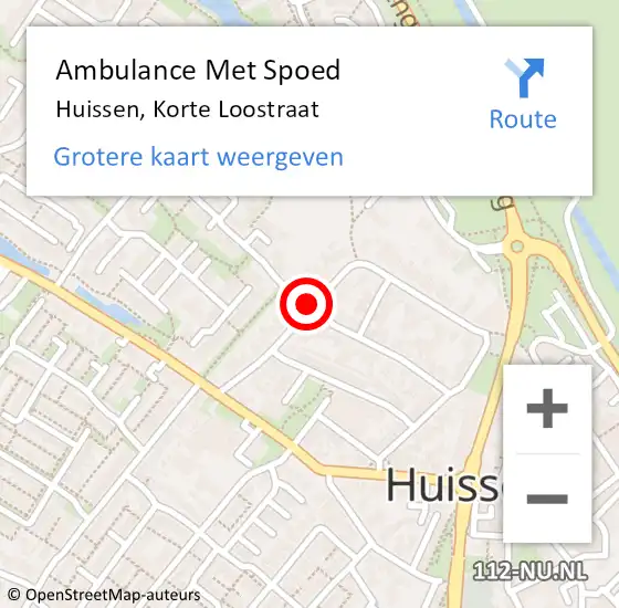 Locatie op kaart van de 112 melding: Ambulance Met Spoed Naar Huissen, Korte Loostraat op 8 juli 2014 11:43