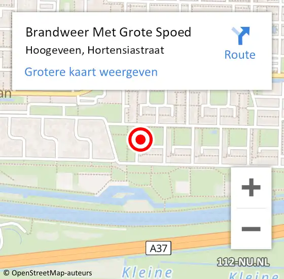 Locatie op kaart van de 112 melding: Brandweer Met Grote Spoed Naar Hoogeveen, Hortensiastraat op 15 februari 2022 17:04