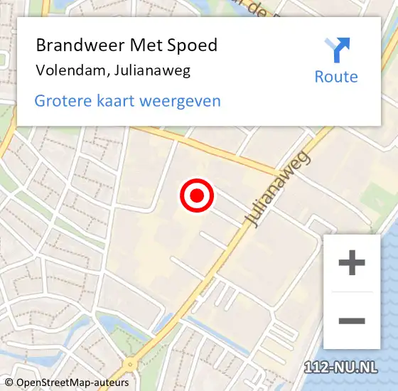 Locatie op kaart van de 112 melding: Brandweer Met Spoed Naar Volendam, Julianaweg op 15 februari 2022 17:08