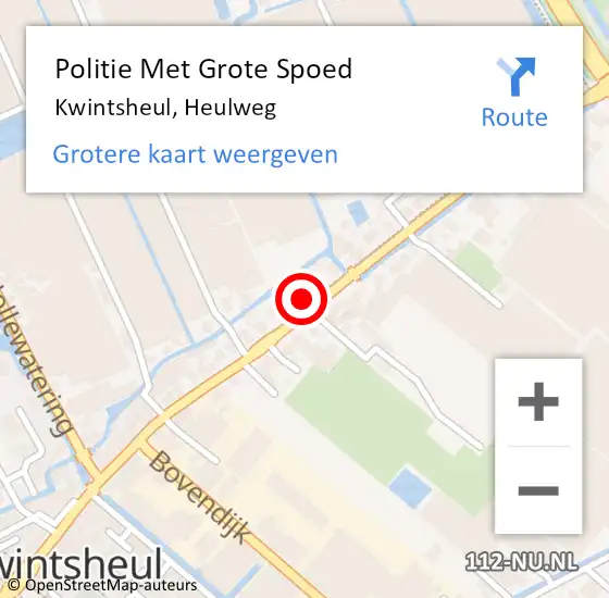 Locatie op kaart van de 112 melding: Politie Met Grote Spoed Naar Kwintsheul, Heulweg op 15 februari 2022 17:11