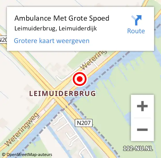 Locatie op kaart van de 112 melding: Ambulance Met Grote Spoed Naar Leimuiderbrug, Leimuiderdijk op 15 februari 2022 17:23