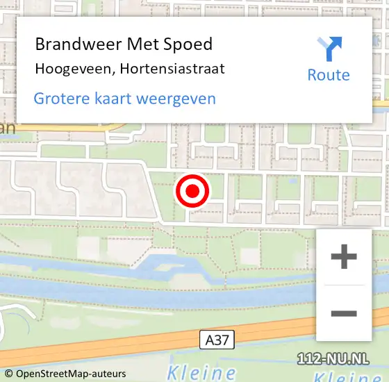 Locatie op kaart van de 112 melding: Brandweer Met Spoed Naar Hoogeveen, Hortensiastraat op 15 februari 2022 17:32