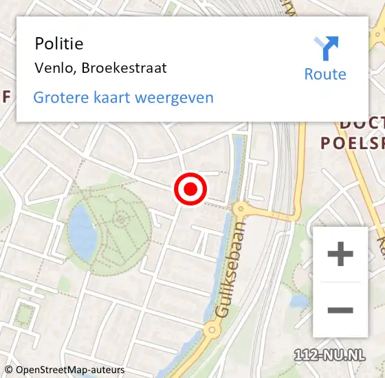 Locatie op kaart van de 112 melding: Politie Venlo, Broekestraat op 15 februari 2022 17:42