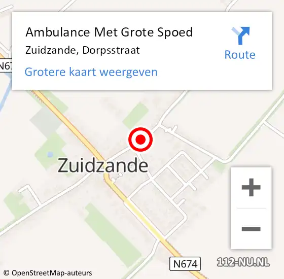 Locatie op kaart van de 112 melding: Ambulance Met Grote Spoed Naar Zuidzande, Dorpsstraat op 7 oktober 2013 16:34