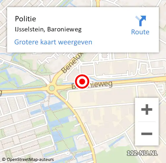 Locatie op kaart van de 112 melding: Politie IJsselstein, Baronieweg op 15 februari 2022 17:49