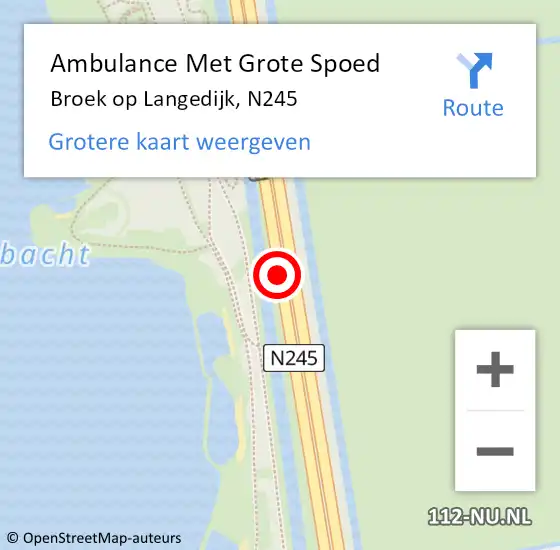 Locatie op kaart van de 112 melding: Ambulance Met Grote Spoed Naar Broek op Langedijk, N245 op 8 juli 2014 11:47