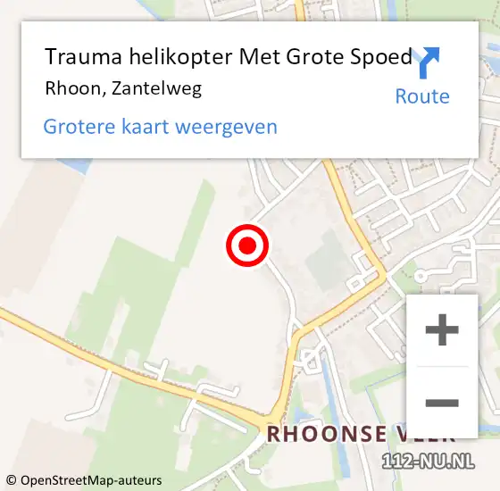 Locatie op kaart van de 112 melding: Trauma helikopter Met Grote Spoed Naar Rhoon, Zantelweg op 15 februari 2022 18:21