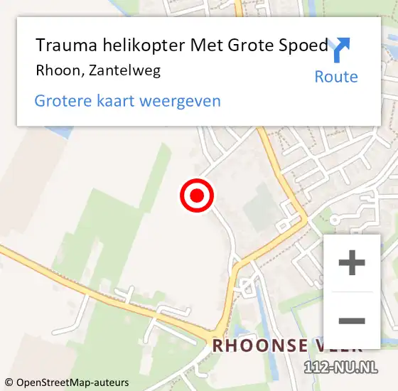 Locatie op kaart van de 112 melding: Trauma helikopter Met Grote Spoed Naar Rhoon, Zantelweg op 15 februari 2022 18:22