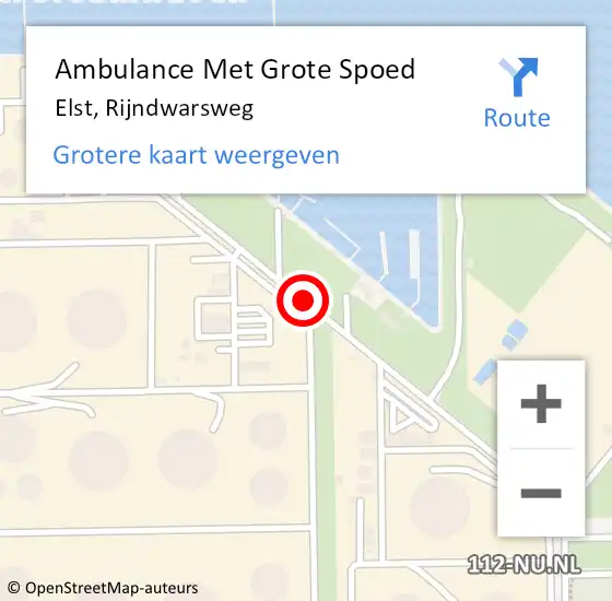 Locatie op kaart van de 112 melding: Ambulance Met Grote Spoed Naar Elst, Rijndwarsweg op 15 februari 2022 18:38