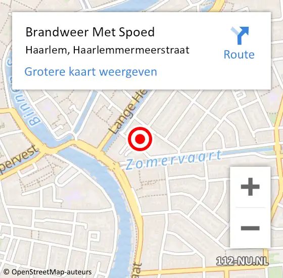 Locatie op kaart van de 112 melding: Brandweer Met Spoed Naar Haarlem, Haarlemmermeerstraat op 15 februari 2022 18:41