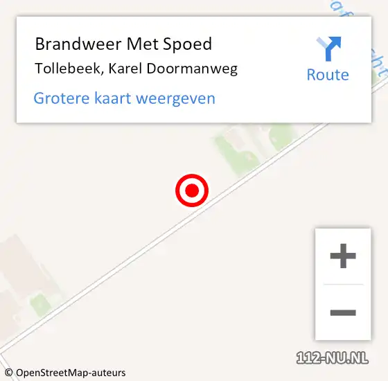 Locatie op kaart van de 112 melding: Brandweer Met Spoed Naar Tollebeek, Karel Doormanweg op 15 februari 2022 18:41