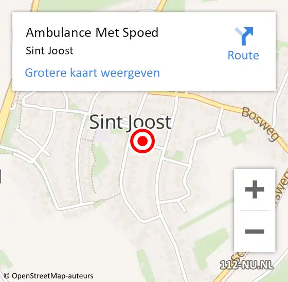 Locatie op kaart van de 112 melding: Ambulance Met Spoed Naar Sint Joost op 15 februari 2022 18:43