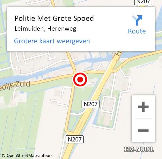 Locatie op kaart van de 112 melding: Politie Met Grote Spoed Naar Leimuiden, Herenweg op 15 februari 2022 18:57