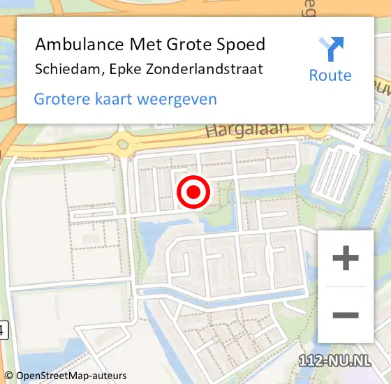 Locatie op kaart van de 112 melding: Ambulance Met Grote Spoed Naar Schiedam, Epke Zonderlandstraat op 15 februari 2022 18:59