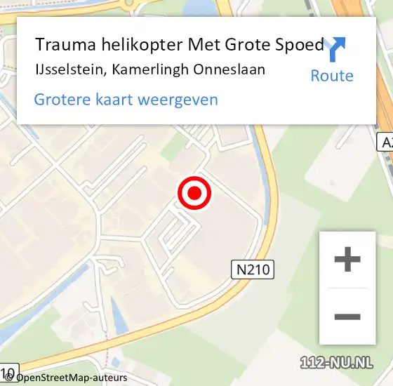 Locatie op kaart van de 112 melding: Trauma helikopter Met Grote Spoed Naar IJsselstein, Kamerlingh Onneslaan op 15 februari 2022 19:23