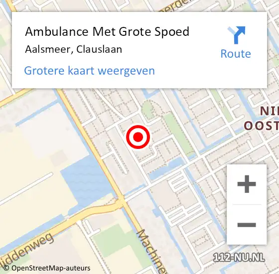 Locatie op kaart van de 112 melding: Ambulance Met Grote Spoed Naar Aalsmeer, Clauslaan op 15 februari 2022 19:32