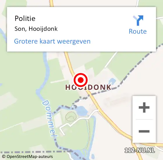 Locatie op kaart van de 112 melding: Politie Son, Hooijdonk op 15 februari 2022 19:44
