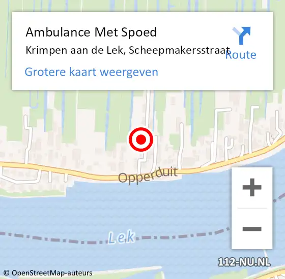 Locatie op kaart van de 112 melding: Ambulance Met Spoed Naar Krimpen aan de Lek, Scheepmakersstraat op 15 februari 2022 19:46