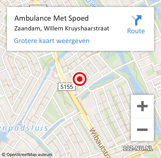 Locatie op kaart van de 112 melding: Ambulance Met Spoed Naar Zaandam, Willem Kruyshaarstraat op 15 februari 2022 19:50