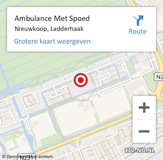 Locatie op kaart van de 112 melding: Ambulance Met Spoed Naar Nieuwkoop, Ladderhaak op 15 februari 2022 19:50