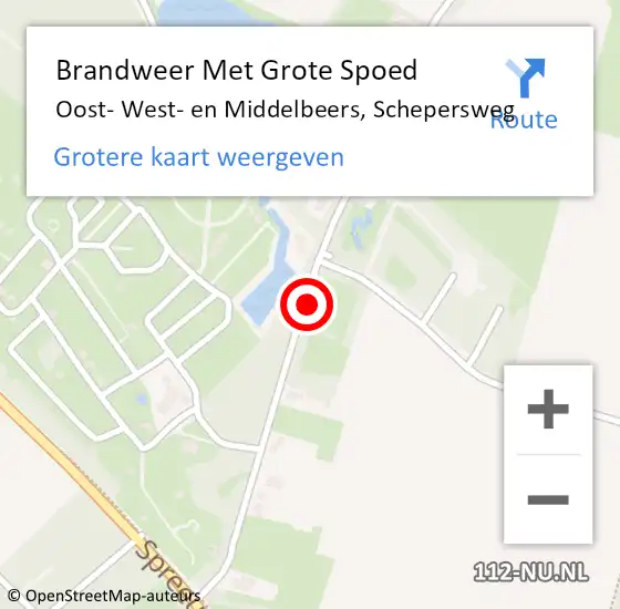 Locatie op kaart van de 112 melding: Brandweer Met Grote Spoed Naar Oost- West- en Middelbeers, Schepersweg op 15 februari 2022 20:07