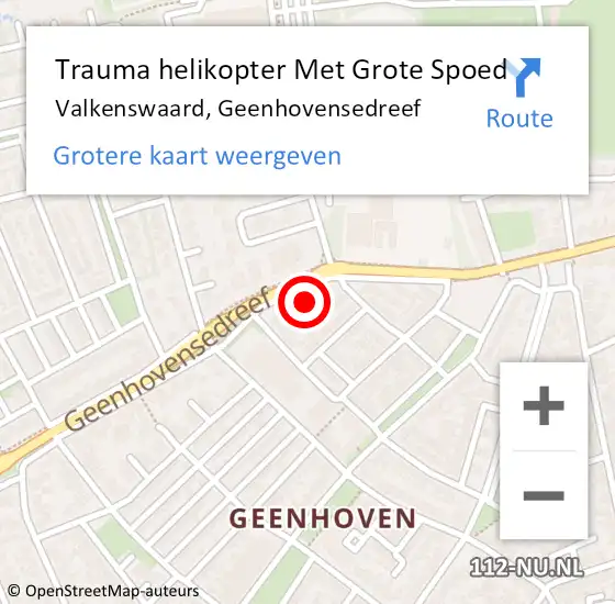 Locatie op kaart van de 112 melding: Trauma helikopter Met Grote Spoed Naar Valkenswaard, Geenhovensedreef op 15 februari 2022 20:25