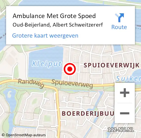 Locatie op kaart van de 112 melding: Ambulance Met Grote Spoed Naar Oud-Beijerland, Albert Schweitzererf op 15 februari 2022 20:25