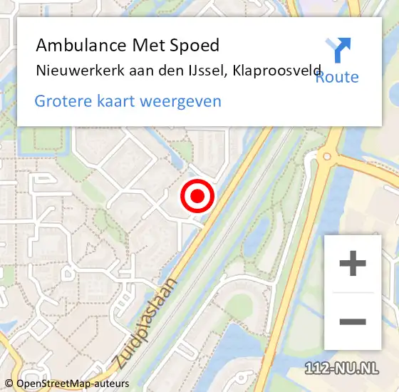 Locatie op kaart van de 112 melding: Ambulance Met Spoed Naar Nieuwerkerk aan den IJssel, Klaproosveld op 15 februari 2022 20:54