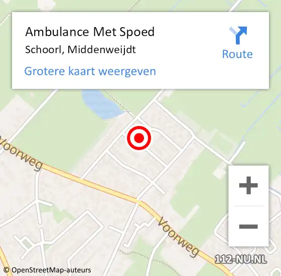 Locatie op kaart van de 112 melding: Ambulance Met Spoed Naar Schoorl, Middenweijdt op 15 februari 2022 20:58