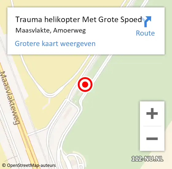 Locatie op kaart van de 112 melding: Trauma helikopter Met Grote Spoed Naar Maasvlakte, Amoerweg op 15 februari 2022 21:04