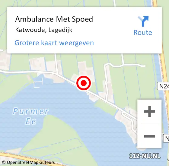 Locatie op kaart van de 112 melding: Ambulance Met Spoed Naar Katwoude, Lagedijk op 15 februari 2022 21:08