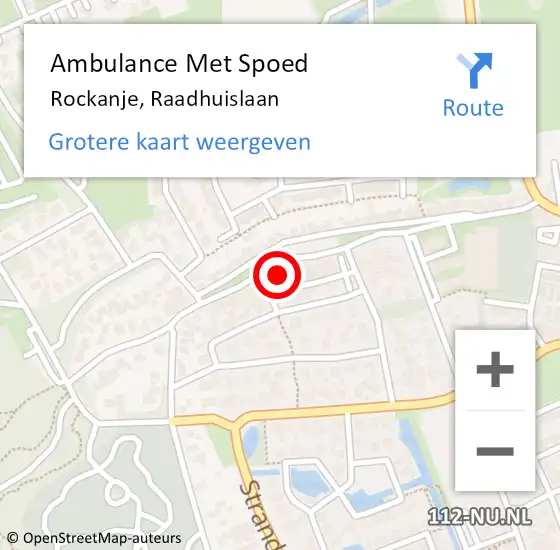 Locatie op kaart van de 112 melding: Ambulance Met Spoed Naar Rockanje, Raadhuislaan op 15 februari 2022 21:24