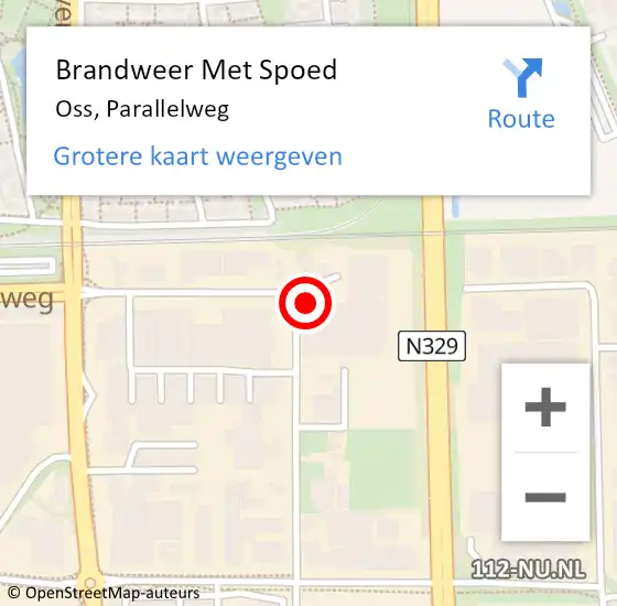 Locatie op kaart van de 112 melding: Brandweer Met Spoed Naar Oss, Parallelweg op 15 februari 2022 21:54