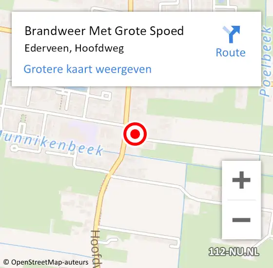 Locatie op kaart van de 112 melding: Brandweer Met Grote Spoed Naar Ederveen, Hoofdweg op 15 februari 2022 22:32