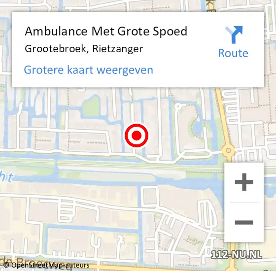 Locatie op kaart van de 112 melding: Ambulance Met Grote Spoed Naar Grootebroek, Rietzanger op 15 februari 2022 22:33