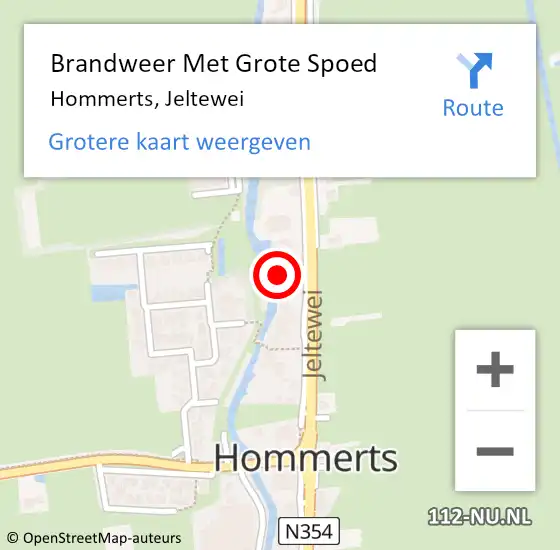 Locatie op kaart van de 112 melding: Brandweer Met Grote Spoed Naar Hommerts, Jeltewei op 15 februari 2022 22:37