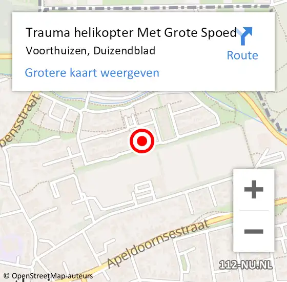 Locatie op kaart van de 112 melding: Trauma helikopter Met Grote Spoed Naar Voorthuizen, Duizendblad op 15 februari 2022 22:51