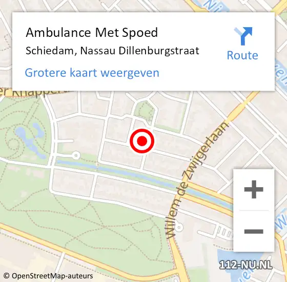 Locatie op kaart van de 112 melding: Ambulance Met Spoed Naar Schiedam, Nassau Dillenburgstraat op 15 februari 2022 23:09