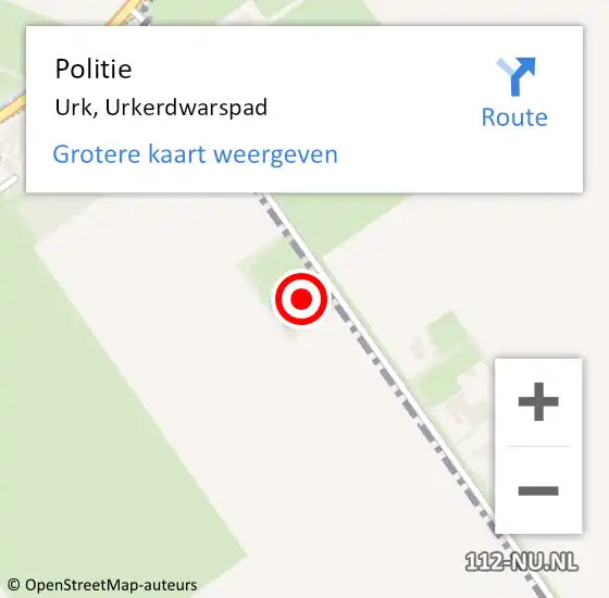 Locatie op kaart van de 112 melding: Politie Urk, Urkerdwarspad op 15 februari 2022 23:13