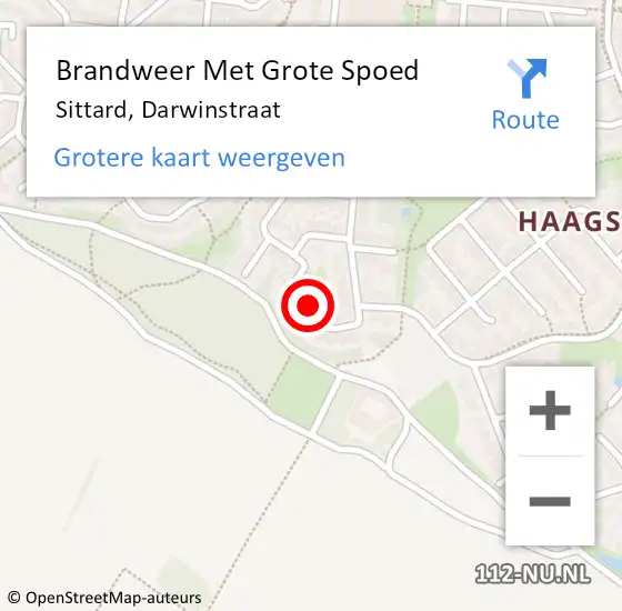 Locatie op kaart van de 112 melding: Brandweer Met Grote Spoed Naar Sittard, Darwinstraat op 15 februari 2022 23:19