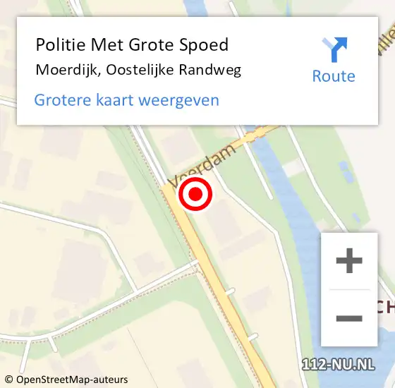 Locatie op kaart van de 112 melding: Politie Met Grote Spoed Naar Moerdijk, Oostelijke Randweg op 15 februari 2022 23:24