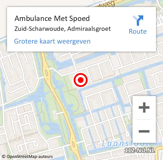 Locatie op kaart van de 112 melding: Ambulance Met Spoed Naar Zuid-Scharwoude, Admiraalsgroet op 15 februari 2022 23:44