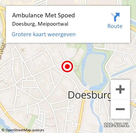 Locatie op kaart van de 112 melding: Ambulance Met Spoed Naar Doesburg, Meipoortwal op 16 februari 2022 01:53