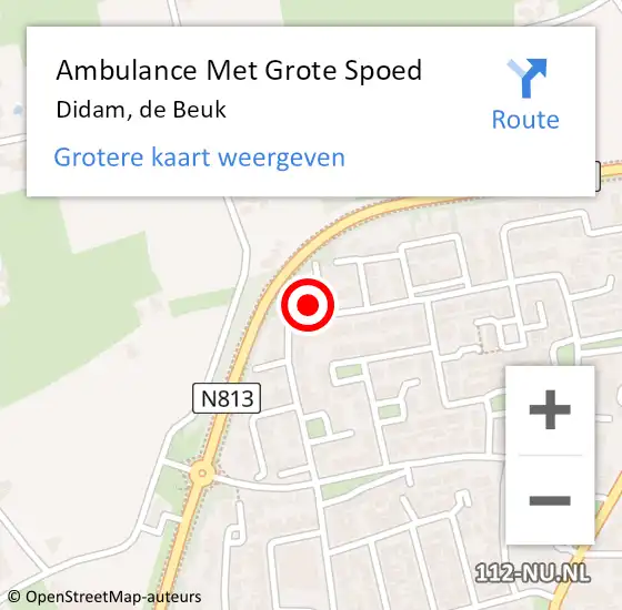 Locatie op kaart van de 112 melding: Ambulance Met Grote Spoed Naar Didam, de Beuk op 16 februari 2022 02:02