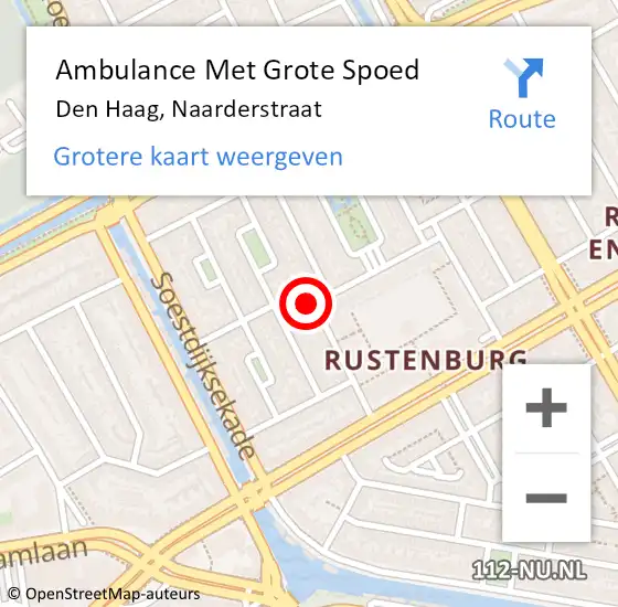 Locatie op kaart van de 112 melding: Ambulance Met Grote Spoed Naar Den Haag, Naarderstraat op 16 februari 2022 02:03