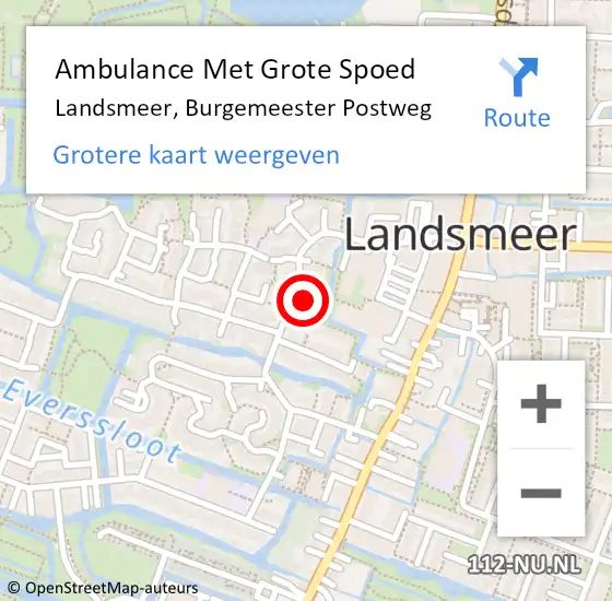 Locatie op kaart van de 112 melding: Ambulance Met Grote Spoed Naar Landsmeer, Burgemeester Postweg op 16 februari 2022 02:11