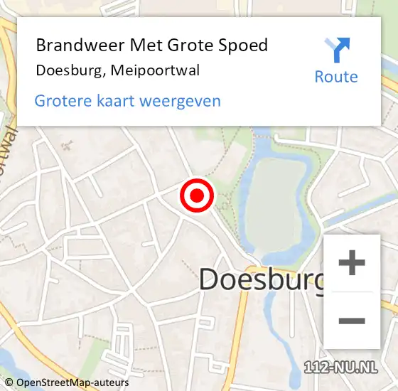 Locatie op kaart van de 112 melding: Brandweer Met Grote Spoed Naar Doesburg, Meipoortwal op 16 februari 2022 02:12